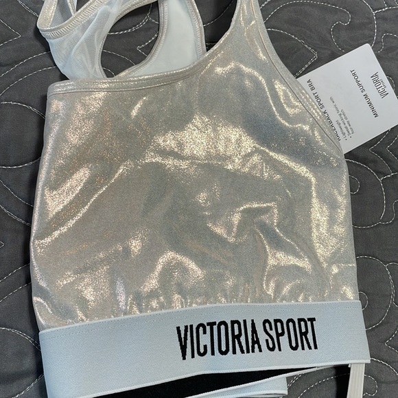NWT Victoria sport L sports bra. Shiny/iridescent color with mesh back. - Picture 5 of 6